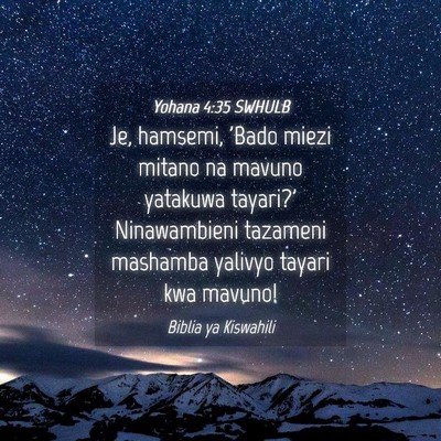 Picture 04 - Yohana 4:35 SWHULB - Je, hamsemi, 'Bado miezi mitano na mavuno - Bible Verse Picture