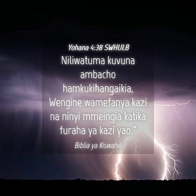 Picture 04 - Yohana 4:38 SWHULB - Niliwatuma kuvuna ambacho hamkukihangaikia, - Bible Verse Picture