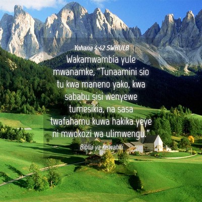 Picture 04 - Yohana 4:42 SWHULB - Wakamwambia yule mwanamke, “Tunaamini sio tu - Bible Verse Picture