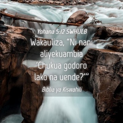 Picture 04 - Yohana 5:12 SWHULB - Wakauliza, “Ni nani aliyekuambia 'Chukua godoro - Bible Verse Picture