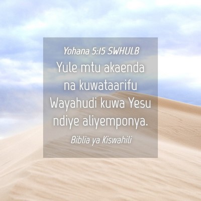 Picture 04 - Yohana 5:15 SWHULB - Yule mtu akaenda na kuwataarifu Wayahudi kuwa - Bible Verse Picture