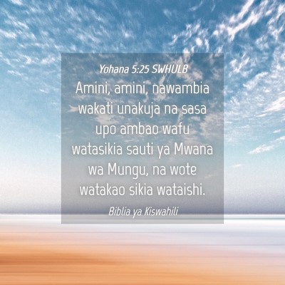 Picture 04 - Yohana 5:25 SWHULB - Amini, amini, nawambia wakati unakuja na sasa upo - Bible Verse Picture