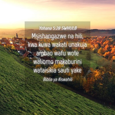 Picture 04 - Yohana 5:28 SWHULB - Msishangazwe na hili, kwa kuwa wakati unakuja - Bible Verse Picture