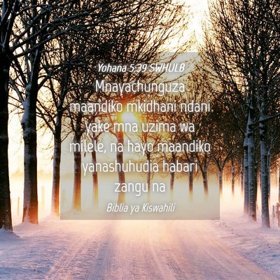 Picture 04 - Yohana 5:39 SWHULB - Mnayachunguza maandiko mkidhani ndani yake mna - Bible Verse Picture