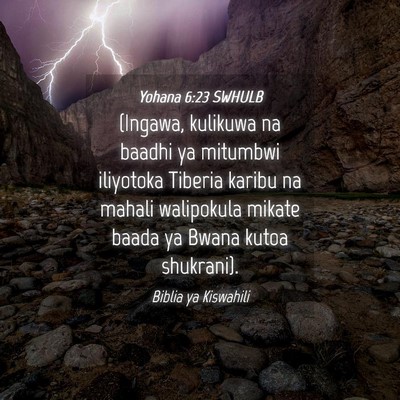 Picture 04 - Yohana 6:23 SWHULB - (Ingawa, kulikuwa na baadhi ya mitumbwi iliyotoka - Bible Verse Picture