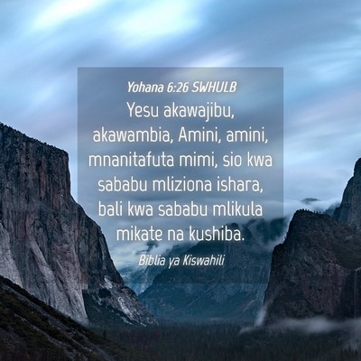Picture 04 - Yohana 6:26 SWHULB - Yesu akawajibu, akawambia, Amini, amini, - Bible Verse Picture