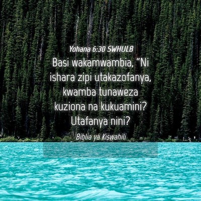 Picture 04 - Yohana 6:30 SWHULB - Basi wakamwambia, “Ni ishara zipi utakazofanya, - Bible Verse Picture
