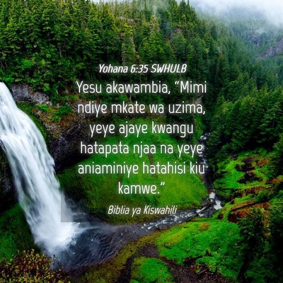 Picture 04 - Yohana 6:35 SWHULB - Yesu akawambia, “Mimi ndiye mkate wa uzima, - Bible Verse Picture