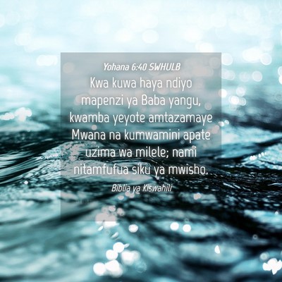 Picture 04 - Yohana 6:40 SWHULB - Kwa kuwa haya ndiyo mapenzi ya Baba yangu, kwamba - Bible Verse Picture