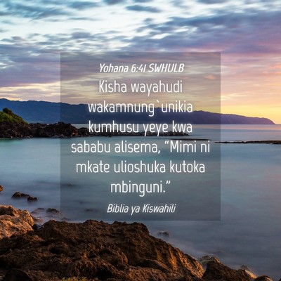 Picture 04 - Yohana 6:41 SWHULB - Kisha wayahudi wakamnung`unikia kumhusu yeye kwa - Bible Verse Picture