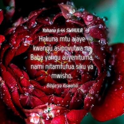 Picture 04 - Yohana 6:44 SWHULB - Hakuna mtu ajaye kwangu asipovutwa na Baba yangu - Bible Verse Picture