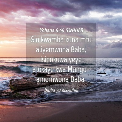 Picture 04 - Yohana 6:46 SWHULB - Sio kwamba kuna mtu aliyemwona Baba, isipokuwa - Bible Verse Picture