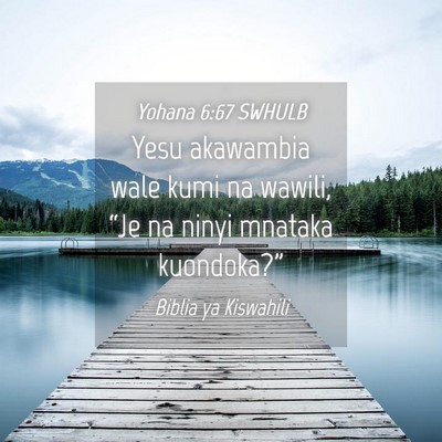 Picture 04 - Yohana 6:67 SWHULB - Yesu akawambia wale kumi na wawili, “Je na - Bible Verse Picture