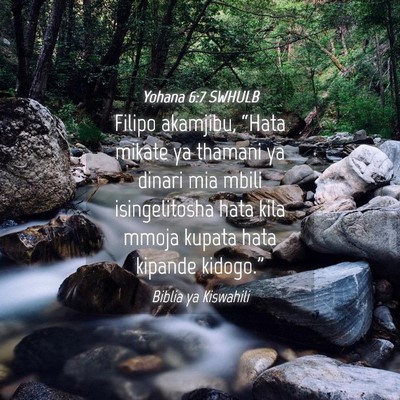 Picture 04 - Yohana 6:7 SWHULB - Filipo akamjibu, “Hata mikate ya thamani ya - Bible Verse Picture