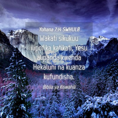 Picture 04 - Yohana 7:14 SWHULB - Wakati sikukuu ilipofika katikati, Yesu alipanda - Bible Verse Picture