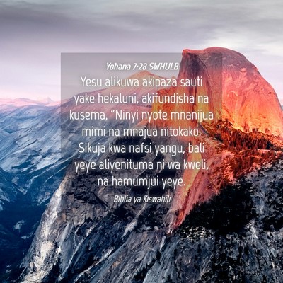 Picture 04 - Yohana 7:28 SWHULB - Yesu alikuwa akipaza sauti yake hekaluni, - Bible Verse Picture