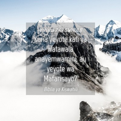 Picture 04 - Yohana 7:48 SWHULB - Kuna yeyote kati ya watawala anayemwamini, au - Bible Verse Picture