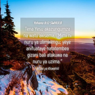 Picture 04 - Yohana 8:12 SWHULB - Tena Yesu akazungumza na watu akisema, “Mimi ni - Bible Verse Picture
