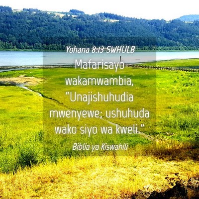 Picture 04 - Yohana 8:13 SWHULB - Mafarisayo wakamwambia, “Unajishuhudia - Bible Verse Picture