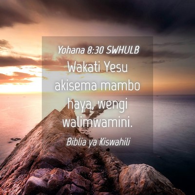 Picture 04 - Yohana 8:30 SWHULB - Wakati Yesu akisema mambo haya, wengi - Bible Verse Picture
