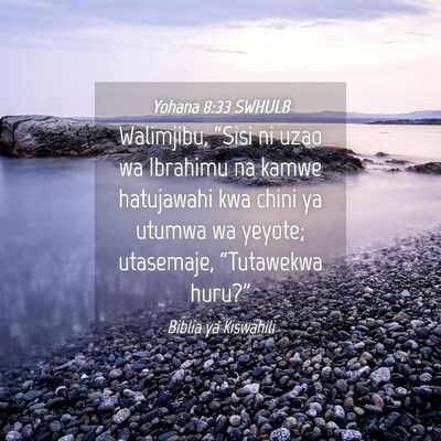 Picture 04 - Yohana 8:33 SWHULB - Walimjibu, “Sisi ni uzao wa Ibrahimu na kamwe - Bible Verse Picture