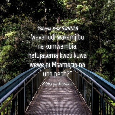 Picture 04 - Yohana 8:48 SWHULB - Wayahudi wakamjibu na kumwambia, hatujasema kweli - Bible Verse Picture