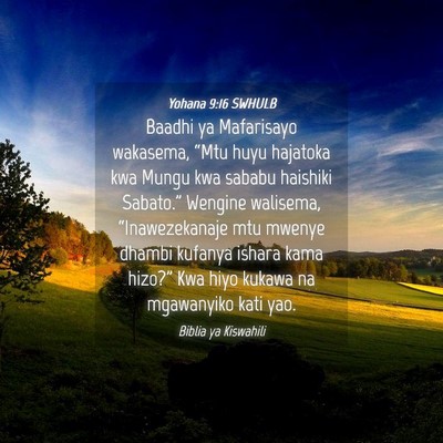 Picture 04 - Yohana 9:16 SWHULB - Baadhi ya Mafarisayo wakasema, “Mtu huyu - Bible Verse Picture