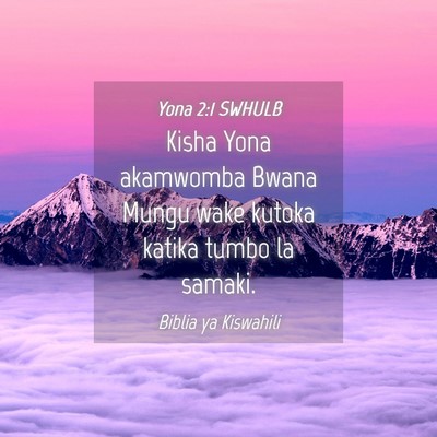 Picture 04 - Yona 2:1 SWHULB - Kisha Yona akamwomba Bwana Mungu wake kutoka - Bible Verse Picture