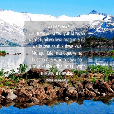 Picture 04 - Yona 3:8 SWHULB - Lakini watu na wanyama wawe wamefunikwa kwa - Bible Verse Picture