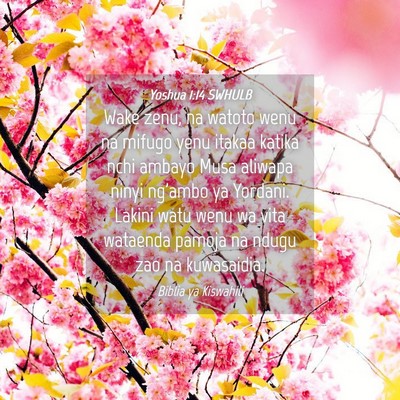 Picture 04 - Yoshua 1:14 SWHULB - Wake zenu, na watoto wenu na mifugo yenu itakaa - Bible Verse Picture