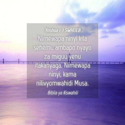 Picture 04 - Yoshua 1:3 SWHULB - Nimewapa ninyi kila sehemu ambapo nyayo za miguu - Bible Verse Picture
