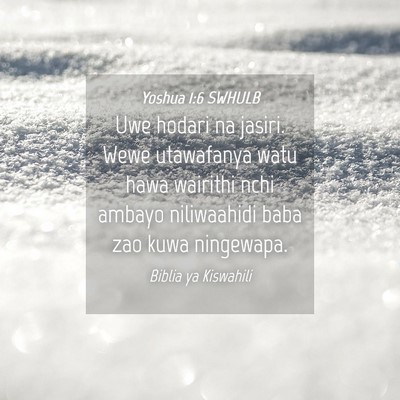 Picture 04 - Yoshua 1:6 SWHULB - Uwe hodari na jasiri. Wewe utawafanya watu hawa - Bible Verse Picture