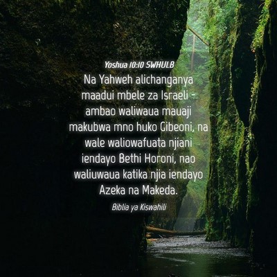 Picture 04 - Yoshua 10:10 SWHULB - Na Yahweh alichanganya maadui mbele za Israeli - - Bible Verse Picture