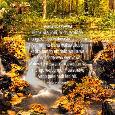 Picture 04 - Yoshua 10:27 SWHULB - Ilipokuwa jioni, Yoshua alitoa maagizo, nao - Bible Verse Picture