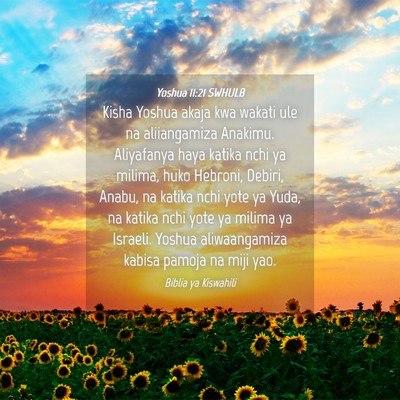Picture 04 - Yoshua 11:21 SWHULB - Kisha Yoshua akaja kwa wakati ule na aliiangamiza - Bible Verse Picture
