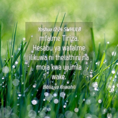 Picture 04 - Yoshua 12:24 SWHULB - mfalme Tiriza. Hesabu ya wafalme ilikuwa ni - Bible Verse Picture