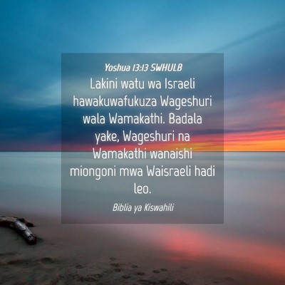Picture 04 - Yoshua 13:13 SWHULB - Lakini watu wa Israeli hawakuwafukuza Wageshuri - Bible Verse Picture