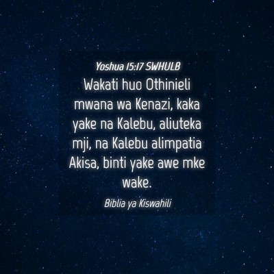 Picture 04 - Yoshua 15:17 SWHULB - Wakati huo Othinieli mwana wa Kenazi, kaka yake - Bible Verse Picture