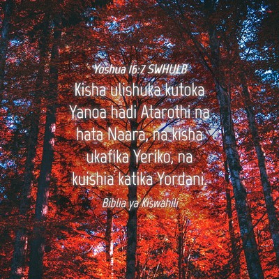 Picture 04 - Yoshua 16:7 SWHULB - Kisha ulishuka kutoka Yanoa hadi Atarothi na hata - Bible Verse Picture