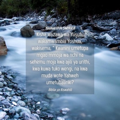 Picture 04 - Yoshua 17:14 SWHULB - Kisha wazawa wa Yusufu wakamwambia Yoshua, - Bible Verse Picture
