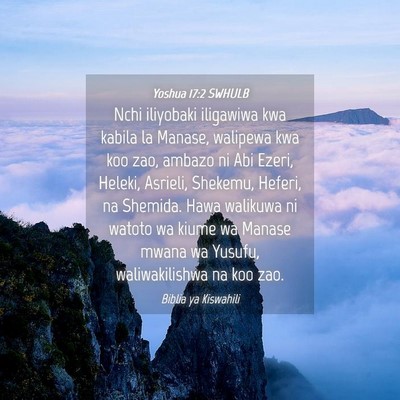 Picture 04 - Yoshua 17:2 SWHULB - Nchi iliyobaki iligawiwa kwa kabila la Manase, - Bible Verse Picture