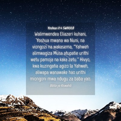 Picture 04 - Yoshua 17:4 SWHULB - Walimwendea Eliazeri kuhani, Yoshua mwana wa - Bible Verse Picture