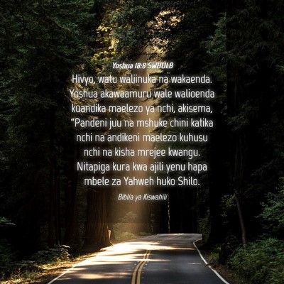 Picture 04 - Yoshua 18:8 SWHULB - Hivyo, watu waliinuka na wakaenda. Yoshua - Bible Verse Picture