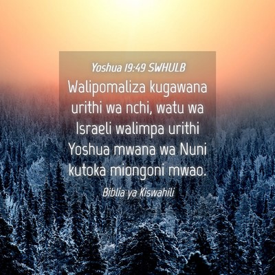 Picture 04 - Yoshua 19:49 SWHULB - Walipomaliza kugawana urithi wa nchi, watu wa - Bible Verse Picture