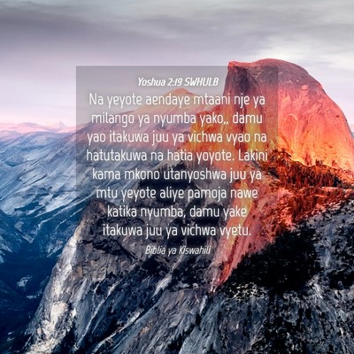 Picture 04 - Yoshua 2:19 SWHULB - Na yeyote aendaye mtaani nje ya milango ya nyumba - Bible Verse Picture