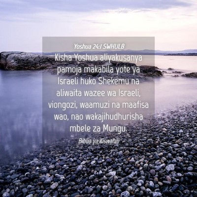 Picture 04 - Yoshua 24:1 SWHULB - Kisha Yoshua aliyakusanya pamoja makabila yote ya - Bible Verse Picture