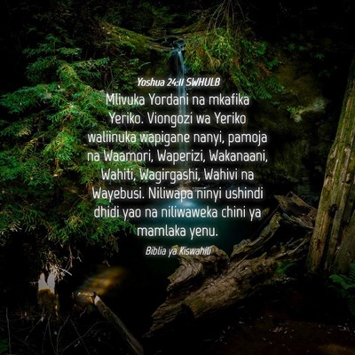 Picture 04 - Yoshua 24:11 SWHULB - Mlivuka Yordani na mkafika Yeriko. Viongozi wa - Bible Verse Picture