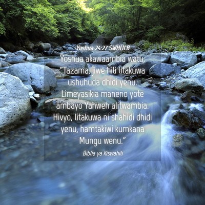 Picture 04 - Yoshua 24:27 SWHULB - Yoshua akawaambia watu, “Tazama, jiwe hili - Bible Verse Picture