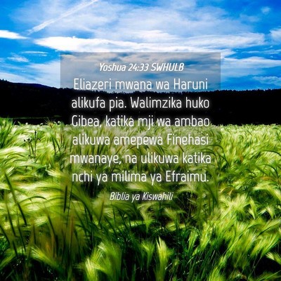 Picture 04 - Yoshua 24:33 SWHULB - Eliazeri mwana wa Haruni alikufa pia. Walimzika - Bible Verse Picture