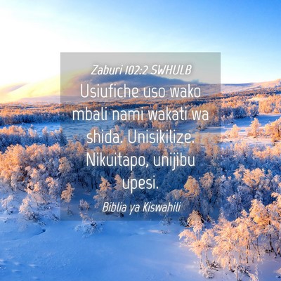 Picture 04 - Zaburi 102:2 SWHULB - Usiufiche uso wako mbali nami wakati wa shida. - Bible Verse Picture